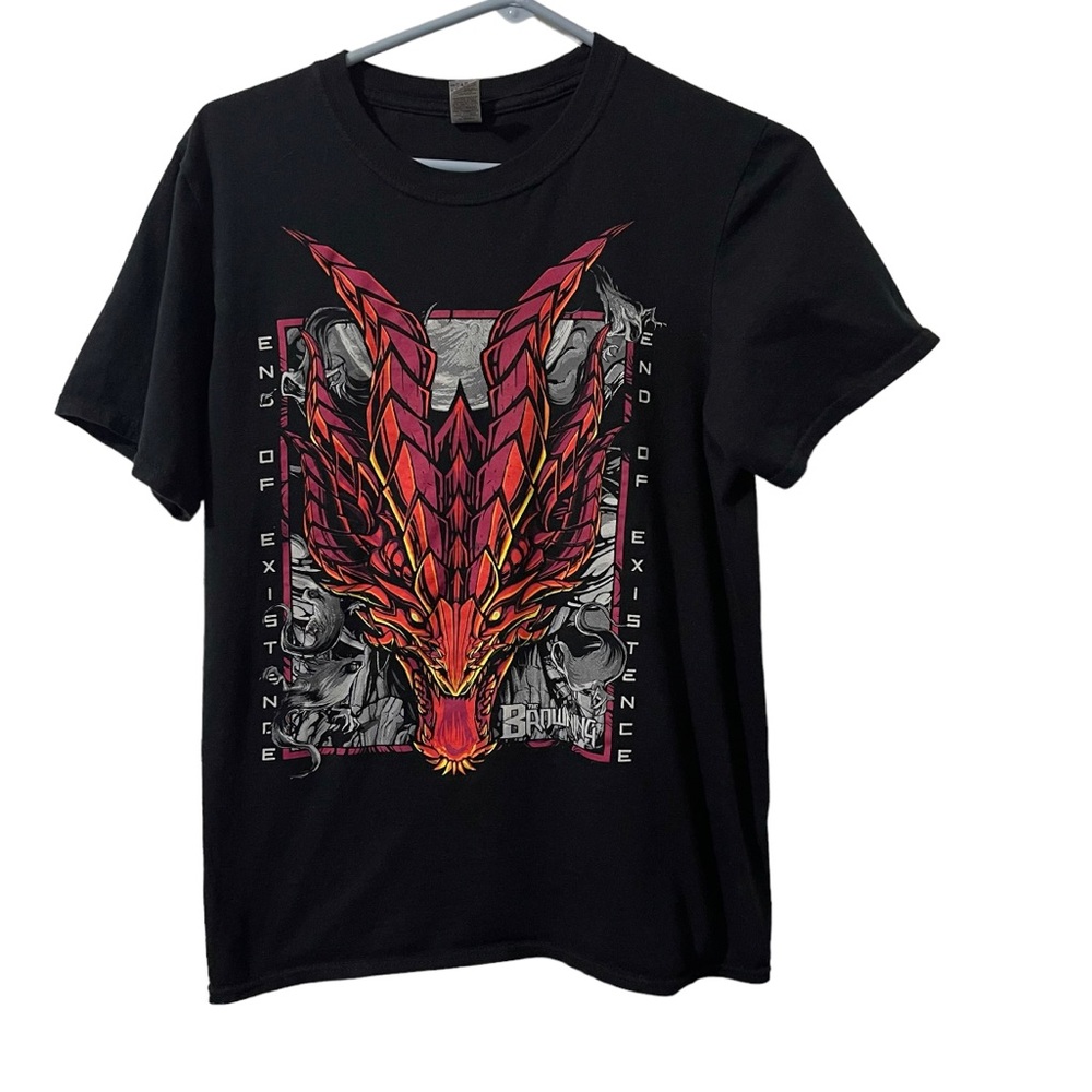 Gildan Shirt‎ Men Small Black Cotton Dragon The Browning Lightweight Casual Tee